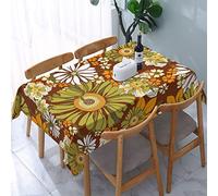 Rectangular Party Table Cover 70S Retro Hippie Vintage Flower Party Table Cloth Wrinkle-Free Table Cloth Cover Wipeable Party Tablecloth For Table Celebration Parties,137X183cm