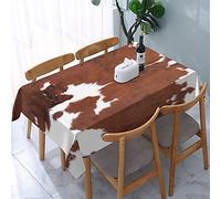Rectangular Party Tablecover Western Country Brown Cowhide Cowboy Table Cloth Cover Washable Table Cloth Wrinkle-Free Party Table Cloth For Decorations Outdoor Home,137X183cm