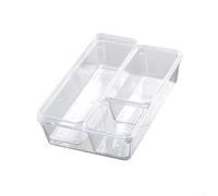Rectangular plastic drawer organizer with multiple compartments, suitable for office desks and cabinets to provide neat storage and improved organization (4-piece set)
