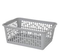 Rectangular Plastic Storage Basket | Small, Medium & Large Handy Basket With Handles | Cupboard, Office, Bathroom, Kitchen, School, Under Shelf Storage Home Tidy Open Storage Bins (LARGE, COOL GREY)