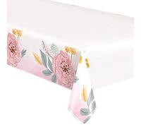 Rectangular Plastic Table Cover | Painted Floral Design | Party Tableware