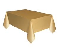 Unique Party 5084 5084-Gold Plastic Tablecloth, 9ft x 4.5ft, Gold, Pack of 1