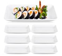 Rectangular Plate, Set of 6, 13.5 x 22.5 cm, Serving Plates, Porcelain, Serving Plates, Ceramic for Buffets, Cakes, Desserts, Meat, Antipasti, Sushi, Salad