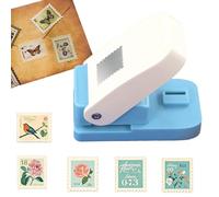 Rectangular Postage Stamp Punch, 1x0.8inch Scalloped Edge Lever Action Craft Punch for Paper Crafting, Scrapbooking & DIY Card Making, Heavy Duty Hole Puncher for Cardboard & Cardstock (2.5 X 2 CM)