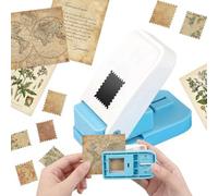 Rectangular Postage Stamp Punch1x0.8inch, Portable Scrapbooking Squares Stamp Puncher Scalloped Rectangle, Lever Action Square Paper Craft Punch Cutter for Paper Crafting Scrapbooking DIY Card Making