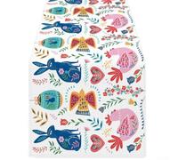 Rectangular PVC Table Cover 130x220cm Wipeable for surface Rectangular(293) | Bright egg and floral patterns, fits 6ft tables, vibrant spring colors, for ideal for Easter gatherings