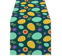 Rectangular PVC Table Cover 130x220cm Wipeable for surface Rectangular(295) | Bright egg and floral patterns, fits 6ft tables, vibrant spring colors, for ideal for Easter gatherings