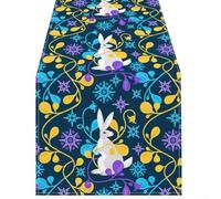 Rectangular PVC Table Cover 130x220cm Wipeable for surface Rectangular(296) | Bright egg and floral patterns, fits 6ft tables, vibrant spring colors, for ideal for Easter gatherings