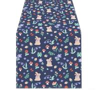 Rectangular PVC Table Cover 130x220cm Wipeable for surface Rectangular(299) | Bright egg and floral patterns, fits 6ft tables, vibrant spring colors, for ideal for Easter gatherings