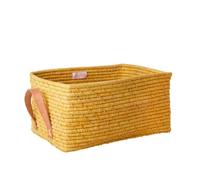 Rectangular Raffia Basket - Yellow