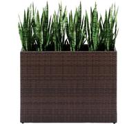 Rectangular Rattan Planter Tall Wicker Plant Pot 81Cm Indoor Outdoor Garden Planter With Removable Liner Brown