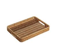 Rectangular Rattan Serving Tray Towel Holder Decorative Napkin Holder Versatile Storage Basket for Home Décor Kitchen Counter