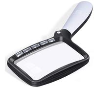 Rectangular reading magnifier with 5 LED lights, 2 intensity modes and 2x magnification for the elderly or with poor eyesight Brand: Kaome