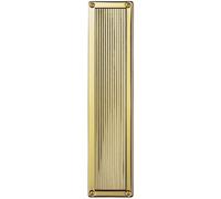 Rectangular Reeded Door Finger Plate 305 x 70mm Polished Brass Push Plate