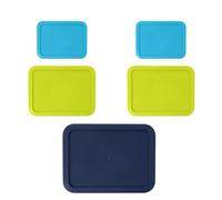 Rectangular Replacement Lids for Pyrex Glass Food Storage Containers (2) 3-Cup Light Blue (2) 6-Cup Lime Green (1) 11-Cup Navy