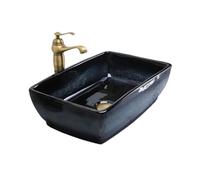 Rectangular Retro Ceramic Wash Basin Simple Installation Bathroom Light Luxury Sink for Lavatory