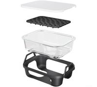 Rectangular Roasting Pan Glass With Silicone Handles | Ergonomic silicone handles, secure hot grip, comfortable lifting, non-slip design, black grey orange green options