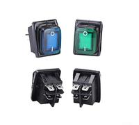 Rectangular Rocker Switch 20A DPST Illuminated Switch IP67 Waterproof Panel Switch 30x22mm for Industrial Electrical Equipment KCD2 KCD4 Series Yellow Green Black(Green)