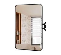Rectangular Rotatable Bathroom Corner Mirror, Wall-mounted Bathroom Vanity Mirror, High-definition Imaging, Suitable for Daily Makeup Skincare(Black,70x90cm)