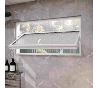 Rectangular Rotating Shed Window， Large Embedded Water Ripple Tempered Glass ， Privacy Ventilation Opening Portlight Porthole Window(White,50x30 cm/19.7x11.81 in)