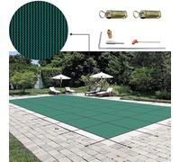 Rectangular Safety Mesh Swimming Pool Cover 18X32 FT Green Winter Outdoor