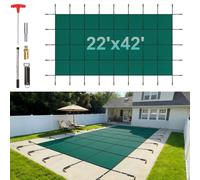 Rectangular Safety Mesh Swimming Pool Cover 20X40 FT Green Winter Outdoor