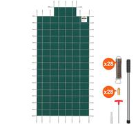 Rectangular Safety Pool Cover 16X32 FT Green Step Section 4X8 FT Winter Outdoor