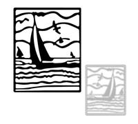 Rectangular Sailing Boat Metal Die Cuts, Cutting Dies for Card Making Clearance, Embossing Dies for Scrapbooking