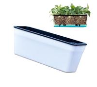 Rectangular Self Watering Planter Box for Indoor Plants, 44.9cm White Window Box with Drainage, Modern Decorative Flower Pot for Balcony Windowsill Herbs Home Garden Gifts