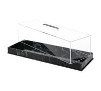 Rectangular Serving Tray With Lid Grey Marbleized Grain Cake Stand, Acrylic Holder Dessert Holder Tray, Rectangle Pastry Display Case, Elegant Marble Dessert Box (Black)