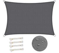 Rectangular shade sail 3 x 5 m, waterproof, 93% UV resistant, water and wind resistant, made of polyester with UV protection for garden, terrace,