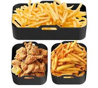 Rectangular Silicone Liners for Hot Air Fryers - Square Hot Air Fryer Mat Bowl, Oven Accessory Tray, Heat Resistant Non-Stick Food Tray Mats with Handle for Oven, Microwave,