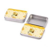 Rectangular Small Tins with Lids, Positive Bee Silver Metal Snack Tin (Bee) | Funny Cow Print Storage Box for Candy, Trinket, Earring, Coin, Key, 10.1x7x2cm