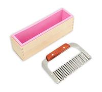 Rectangular Soap Mold Kit with Cutter, Soap Making Kit Silicone Loaf Mold with Wood Box for Homemade Craft Soap Making Supplies