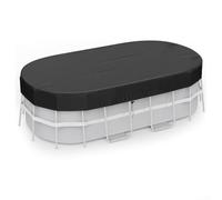Rectangular Solar Pool Cover with Oval Protector for Above Ground Pools, Reinforced Stitching for Durability and Accessories for Secure Fit (8 x14 FT)