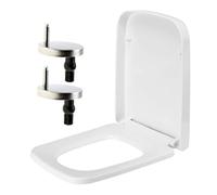 Rectangular Square Toilet Seat Soft Close Toilet Seat Quick Release Loo Seat Easy Cleaning, Easy Installation with Adjustable Hinges White (41.3cm L x 36cm W), Plastic