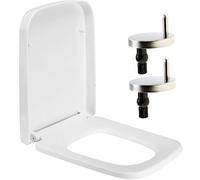 Rectangular Square Toilet Seat Soft Close Toilet Seat Quick Release Standard Size Loo Seat Premium UF Material Easy Cleaning, Easy Installation with Adjustable Hinges Heavy Duty WC
