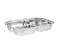 Rectangular Stainless Steel Food Divided Plate 4 Section Tray | Sturdy Portion Separation, Smooth Edges, School Lunch and Dining Use, Silver