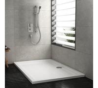 Rectangular Stone Shower Tray 1400 x 800mm Gloss White Slimline 40mm with 90mm Free Waste