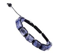 Rectangular Stone Yoga Bracelet - White Crystal & Green Dongling Amethyst - Colorful Woven Design(Blue)
