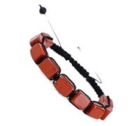 Rectangular Stone Yoga Bracelet - White Crystal & Green Dongling Amethyst - Colorful Woven Design(Redstone)