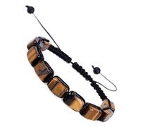 Rectangular Stone Yoga Bracelet - White Crystal & Green Dongling Amethyst - Colorful Woven Design(TigerEyewoven)