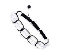 Rectangular Stone Yoga Bracelet - White Crystal & Green Dongling Amethyst - Colorful Woven Design(Whitecrystal)