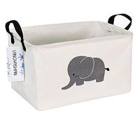 Rectangular Storage Bin Canvas Fabric Folding Gift Basket with Handles- Toy Box/Toy Storage/Toy Organizer for Boys and Girls - Nursery Hamper(Elephant)