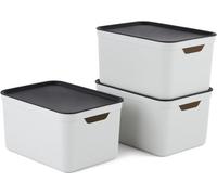 Rectangular Storage Boxes, Rotho Storage 3-Set, 16L With Lid, White