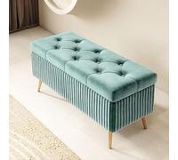Rectangular Storage Pouf, Indoor Bench with Storage, Wooden for Bedroom & Entryway, Stylish Footstool with Legs, Size:120cm, Color:E - Space-saving nizer