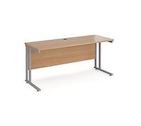 Rectangular Straight Desk Beech Wood Cantilever Legs Silver Maestro 25 1600 x 600 x 725mm