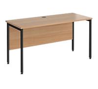 Rectangular Straight Desk Beech Wood H-Frame Legs Black Maestro 25 1400 x 600 x 725mm