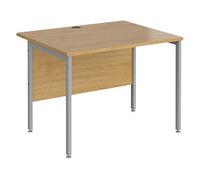 Rectangular Straight Desk Oak Wood H-Frame Legs Silver Maestro 25 1000 x 800 x 725mm