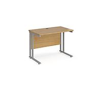 Rectangular Straight Desk Oak Wood Silver Cantilever Legs Maestro 25 1000 x 600 x 725mm
